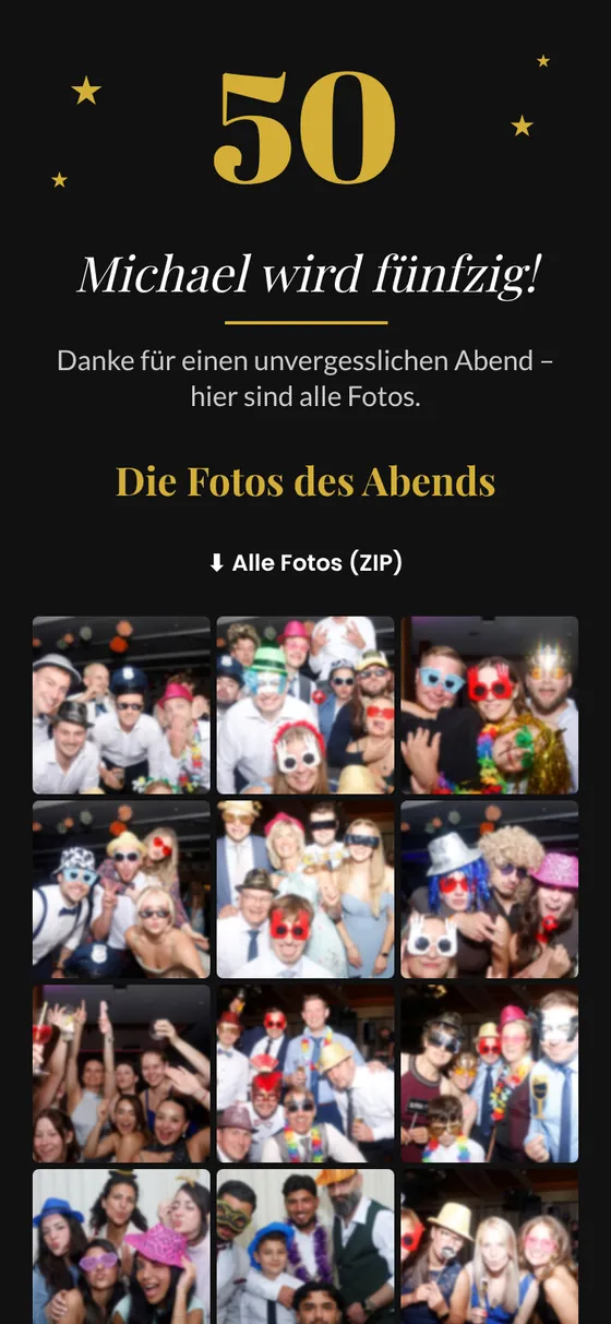 Beispiel: runder Geburtstag in Schwarz und Gold