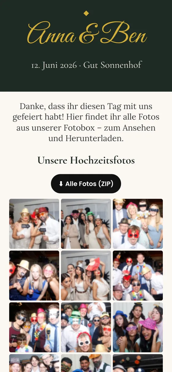 Galerie einer Hochzeit am Handy